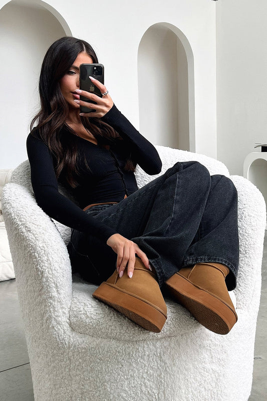 Eesha Platform Boots - Chestnut