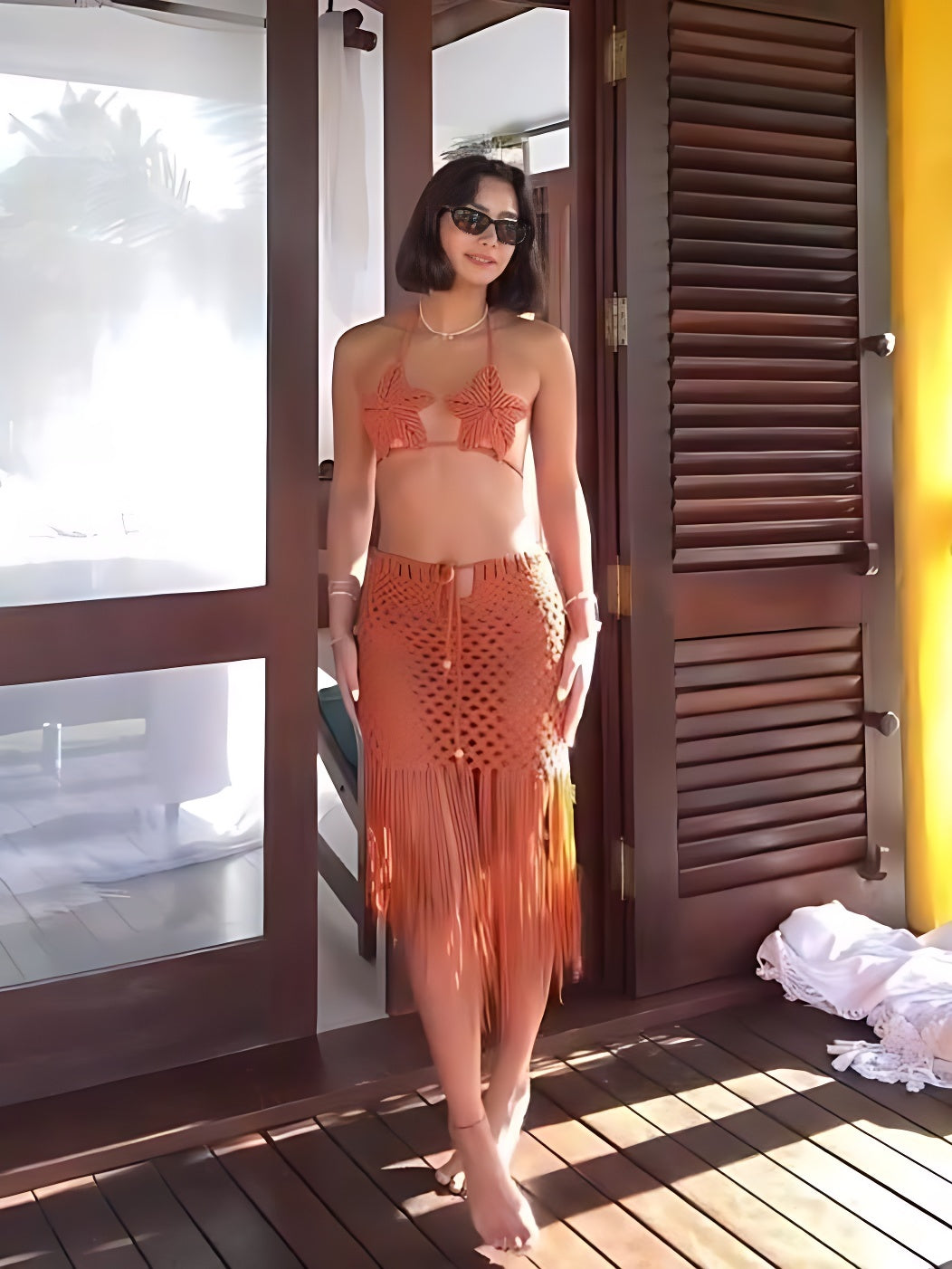 Starfish Hand-Woven Tassel Beach Skirt Set