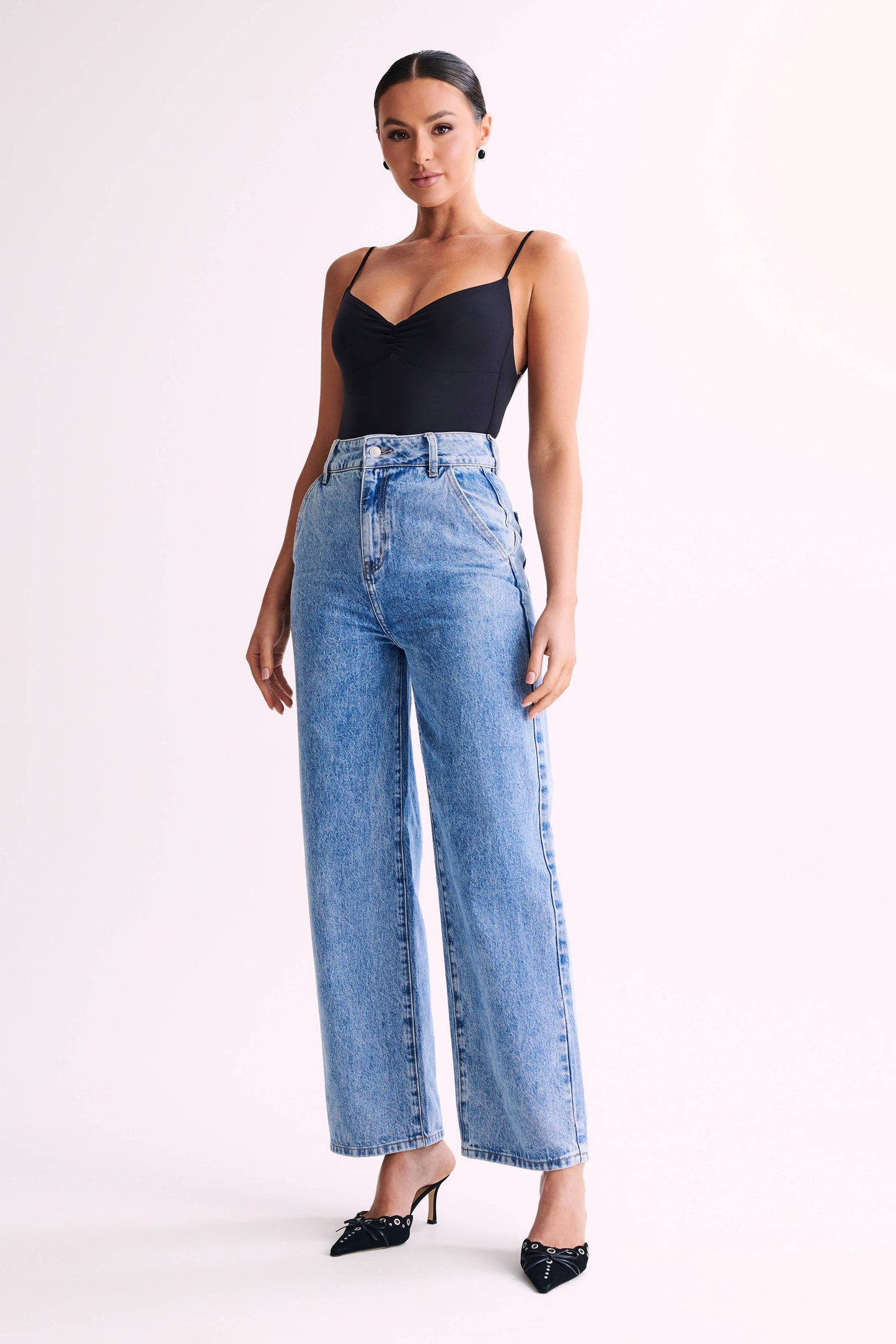 Leah Recycled Nylon Backless Bodysuit - Black