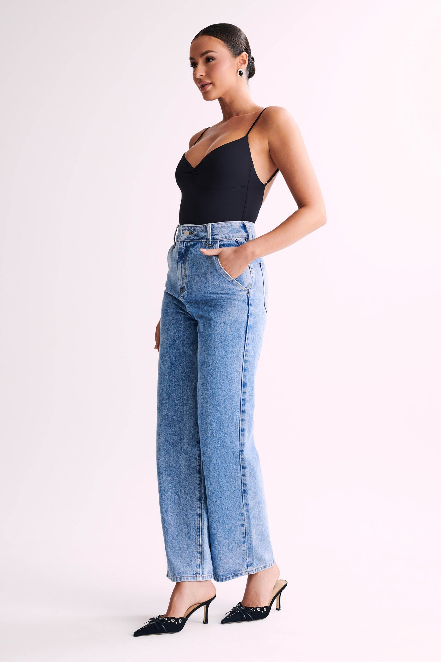 Leah Recycled Nylon Backless Bodysuit - Black