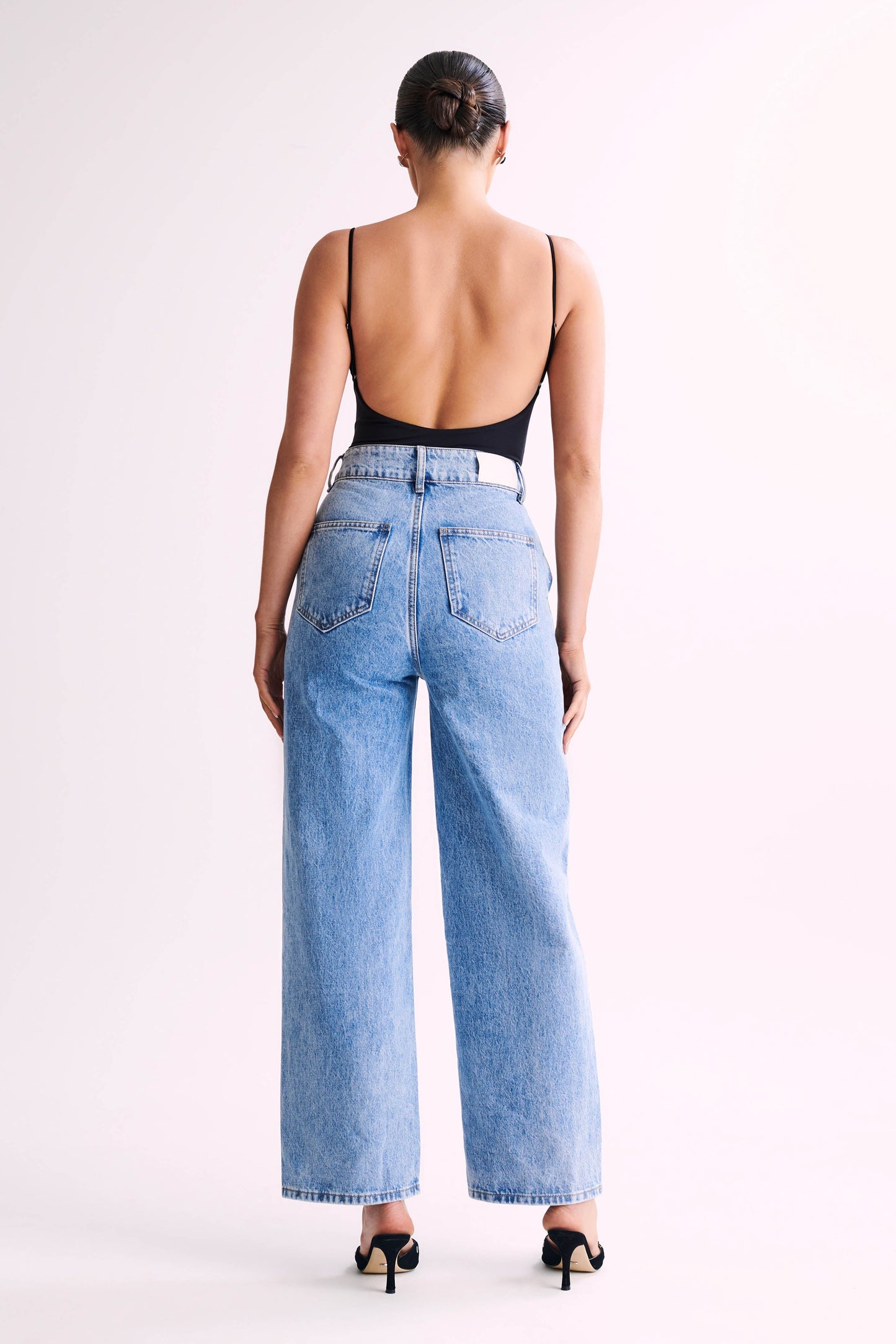 Leah Recycled Nylon Backless Bodysuit - Black