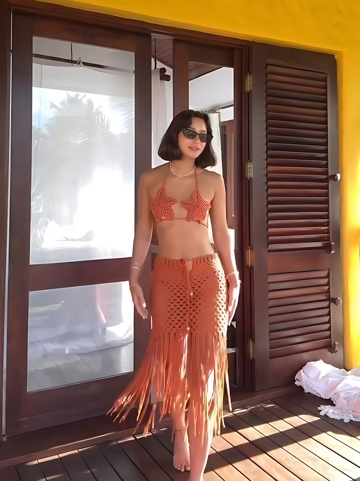 Starfish Hand-Woven Tassel Beach Skirt Set