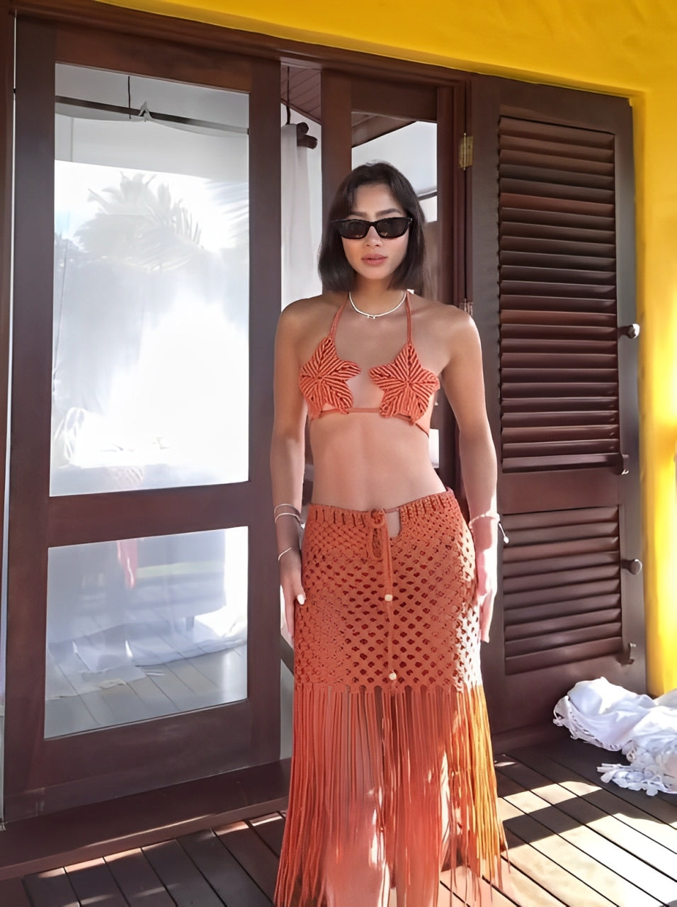 Starfish Hand-Woven Tassel Beach Skirt Set