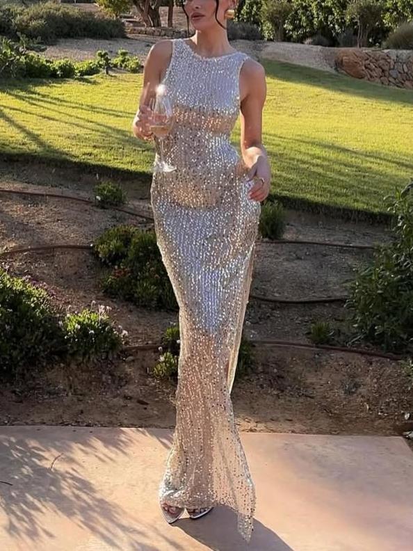 The Dylan Sequined Slits Maxi Dress