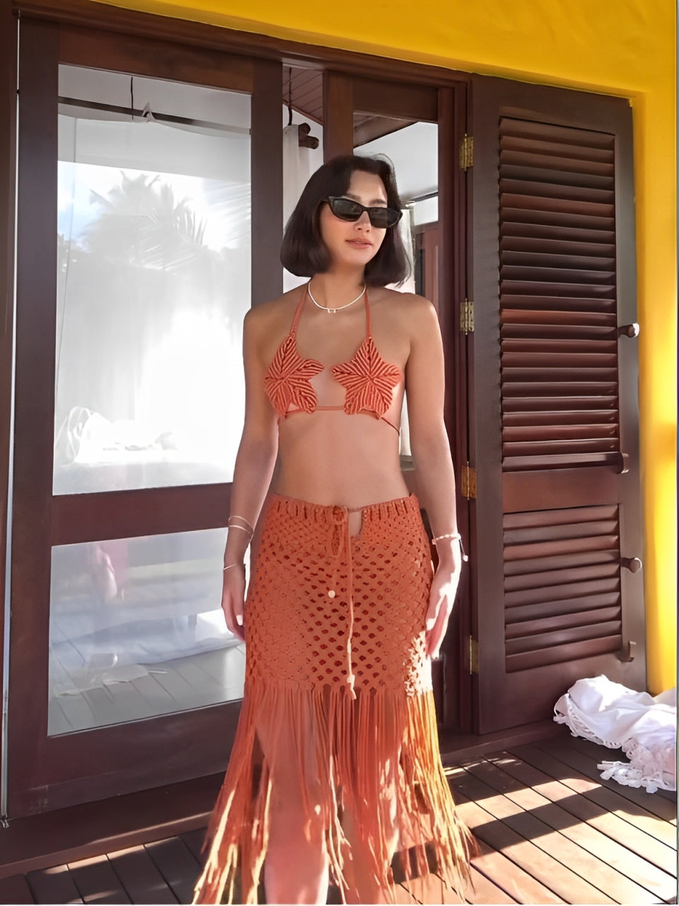 Starfish Hand-Woven Tassel Beach Skirt Set