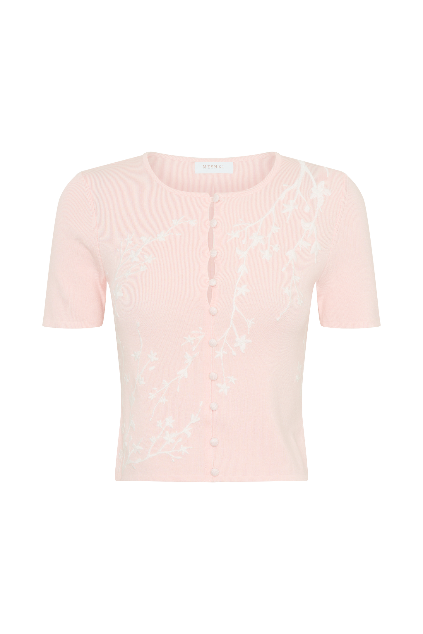 Monroe Embroidered Knit Top - Baby Pink