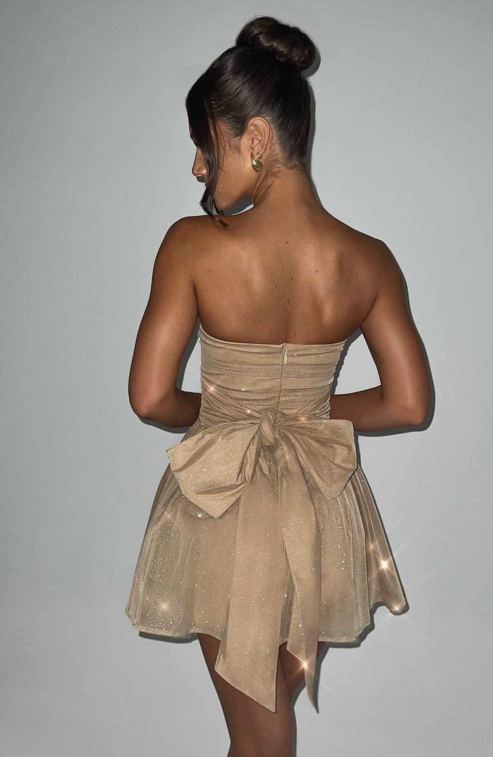 katrina mini dress gold sparkle Katrina Strapless Sequin Sparkle Mini Dress - Gold - XL - Fashion