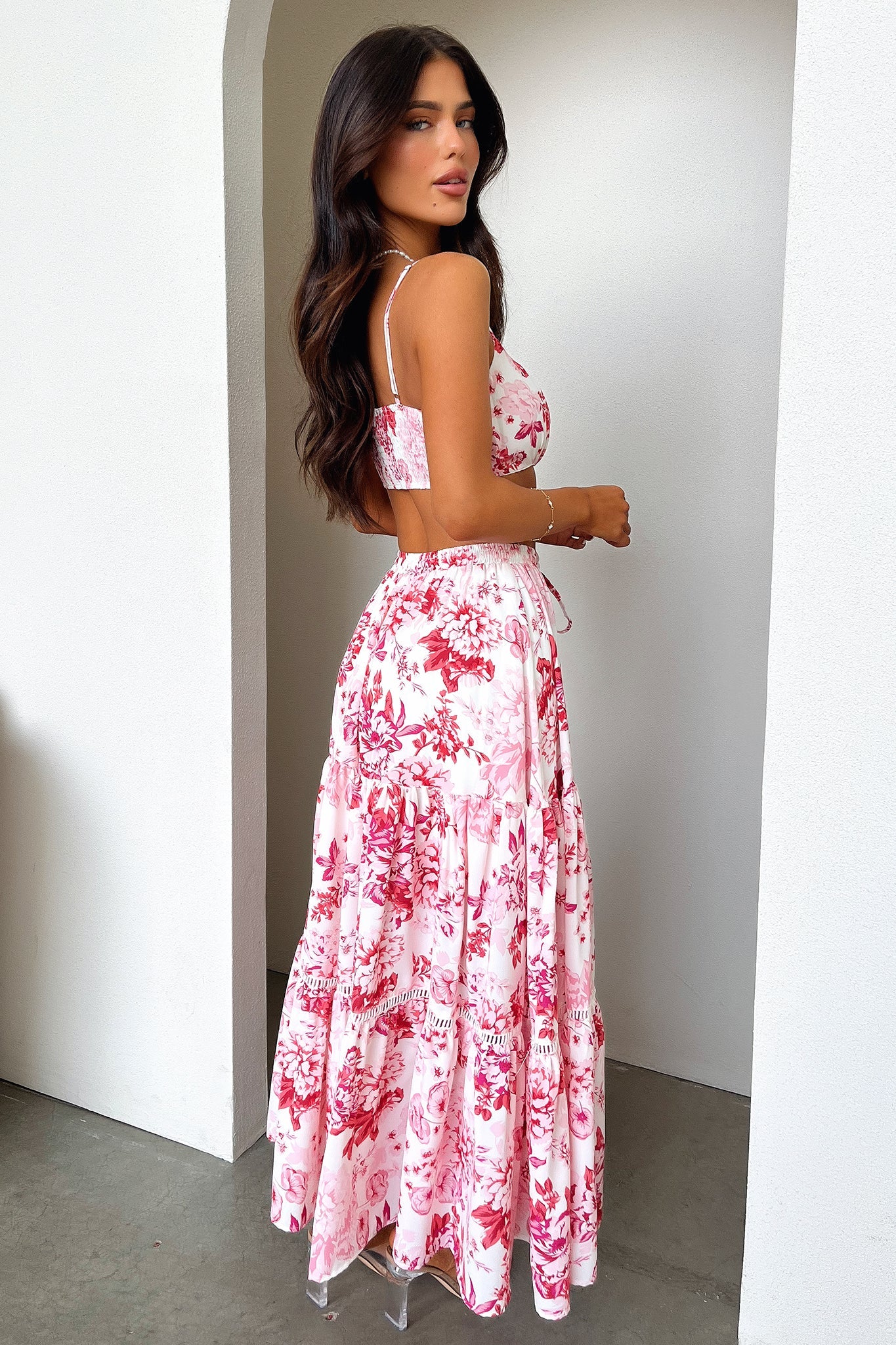 Kei Crop - Pink / Red Floral
