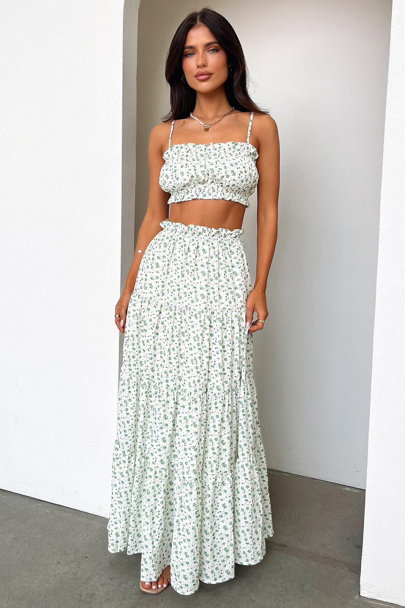 Selina Crop - Green Floral