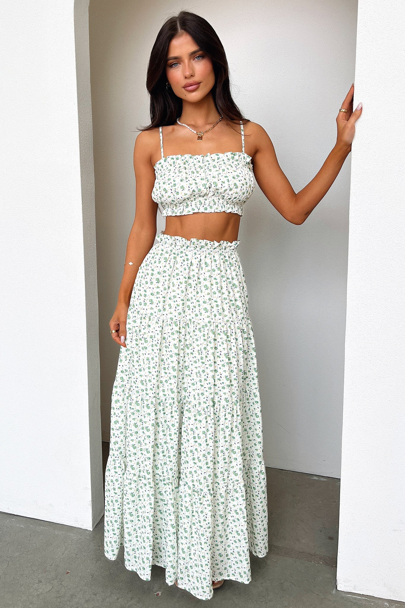 Selina Crop - Green Floral