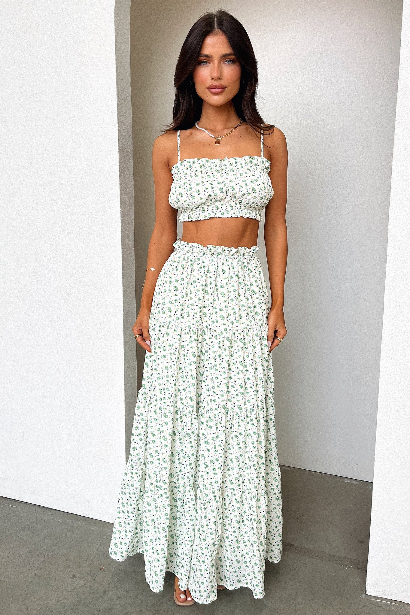Selina Crop - Green Floral
